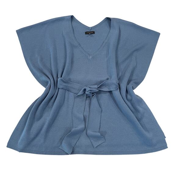 Ann Taylor Blue Belted V-Neck Knit Poncho Sweater - SIZE XS/S - Picture 1 of 7